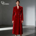 High End Velvet Suit Coat for Women XS-2XL Customized Double Breasted Autumn Winter Suit Jacket Long Peak Laple Formal Suit