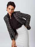 Chaqueta de tweed a cuadros en blanco y negro "Power Woman"